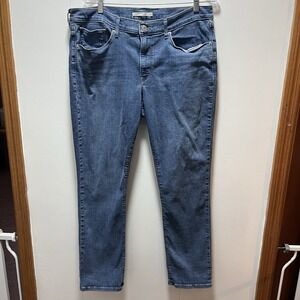 Levis Jeans Women's Size Medium 16 Classic‎ Straight Blue Pants Stretch Mid Rise